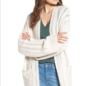 NWOT Hinge long tweed herringbone stitch cardigan